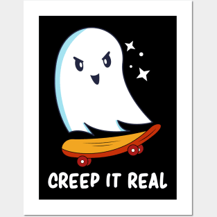 Creep It Real Kawaii Funny Ghost Spooky Cute Posters and Art